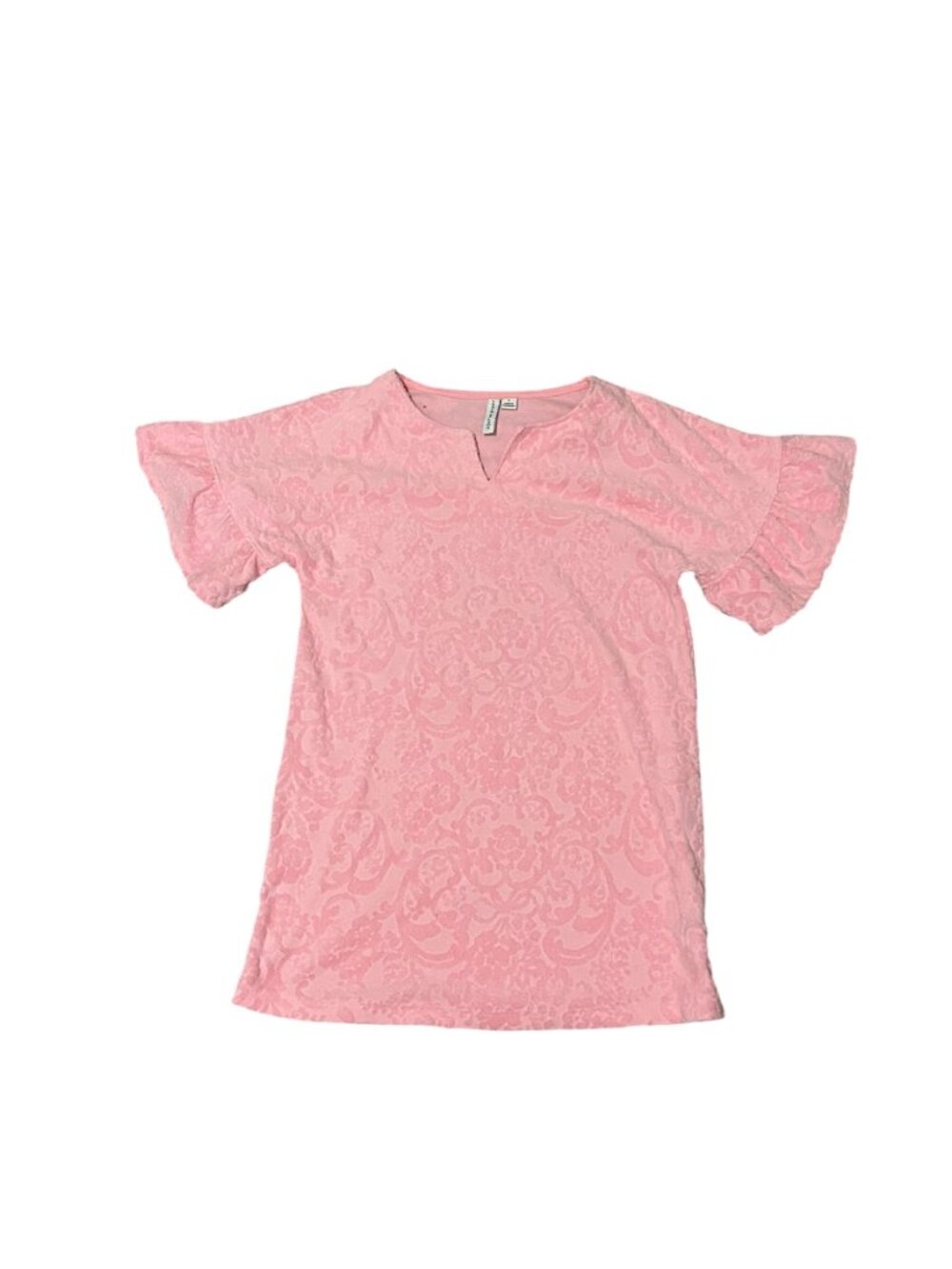 Women’s Pink Floral Ruffle Sleeve Top - Picture 3 of 5